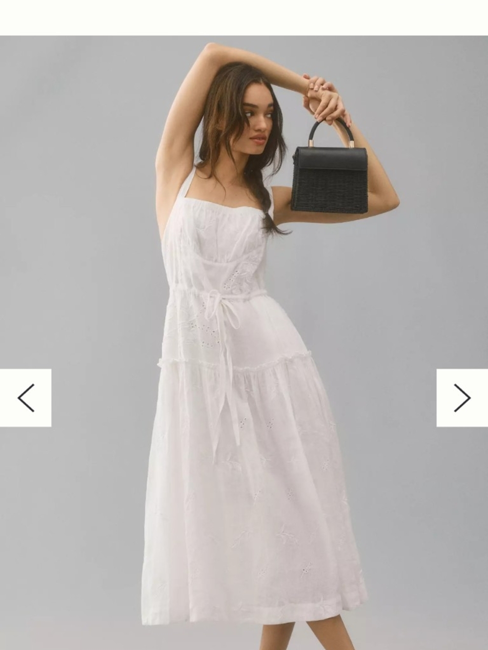 Anthropologie White Linen Square-Neck Midii Dress - Picture 3 of 10